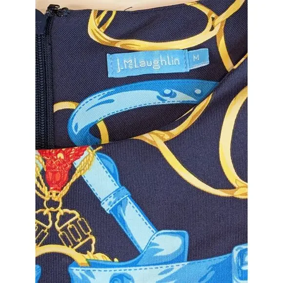 J. McLaughlin Sophia Dress Equestrian Ribbon Chain Size M Catalina Cloth - Picture 3 of 6